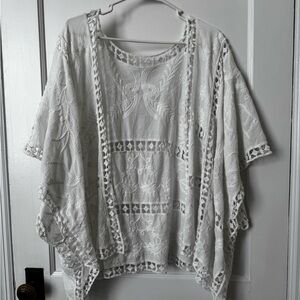 torrid White Crochet Kimono Swim Coverup